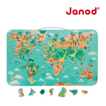 法國Janod 磁性木質拼圖-恐龍地圖50pcs