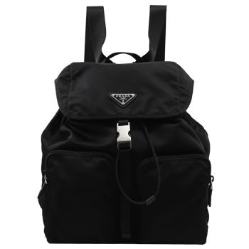 PRADA 1BZ005 三角LOGO尼龍帆布束口大後揹包.黑