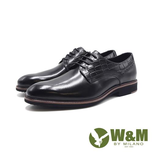 W&M(男)經典雅痞皮鞋 男鞋-格黑色
