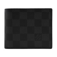 Louis Vuitton LV N60053 AMERIGO 黑棋盤格紋對開零錢短夾