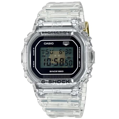 【CASIO 卡西歐】G-SHOCK 40週年限定 獨特透視錶面 半透明 經典方型 DW-5040RX-7_42.8mm