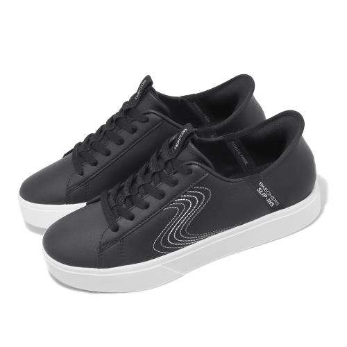 Skechers 休閒鞋 Eden LX 女鞋 黑 白 皮革 緩衝 瞬穿科技 套入式 Slip-Ins 185008BKW