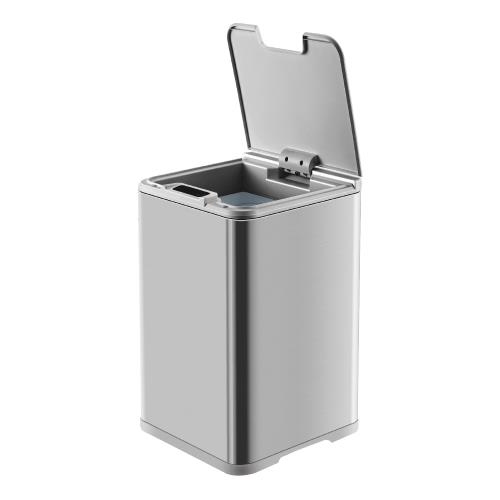 美國 NINESTARS 鈦銀色輕奢不銹鋼感應式垃圾桶10L(紅外線感應/可拆式內桶/防潑水/廚餘桶)