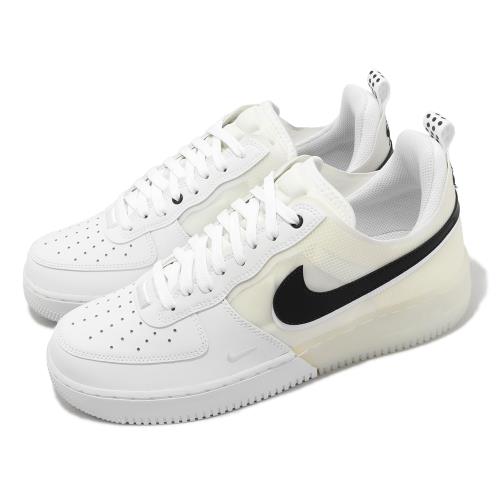 Nike 休閒鞋 Air Force 1 React 男鞋 白 黑 皮革 AF1 半透明 拼接 DV0808-101