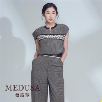 現貨【MEDUSA 曼度莎】輕薄千鳥格無袖收腰上衣（M-XL）｜女上衣 輕薄涼感 雪紡