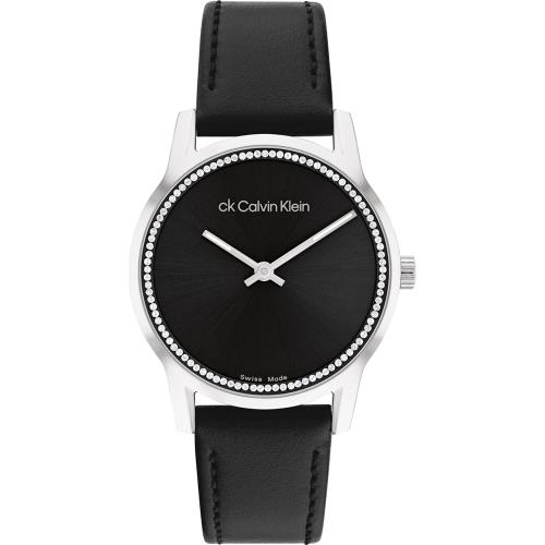 Calvin Klein 凱文克萊 CK 瑞士製晶鑽皮帶女錶-32mm 25000022
