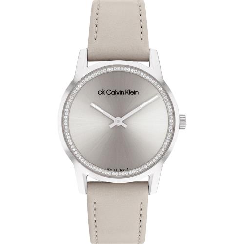 Calvin Klein 凱文克萊 CK 瑞士製晶鑽皮帶女錶-32mm 25000023