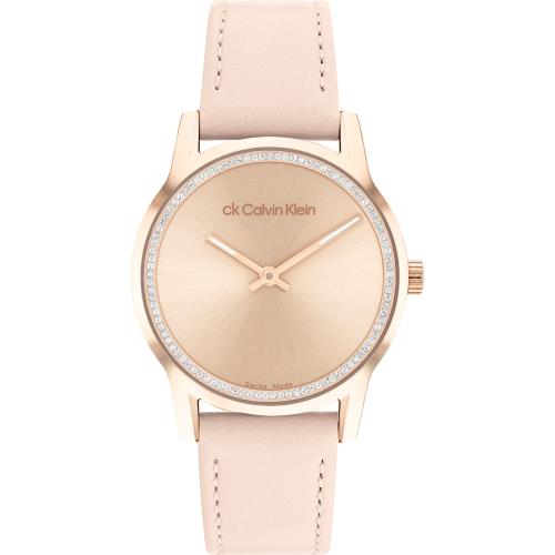 Calvin Klein 凱文克萊 CK 瑞士製晶鑽皮帶女錶-32mm 25000024