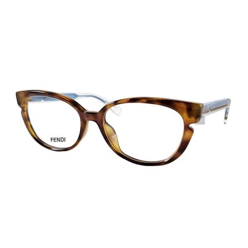 【FENDI】光學眼鏡鏡框 FF0143F N9D 51mm 貓眼造型 橢圓鏡框 膠框眼鏡 琥珀色/透明藍