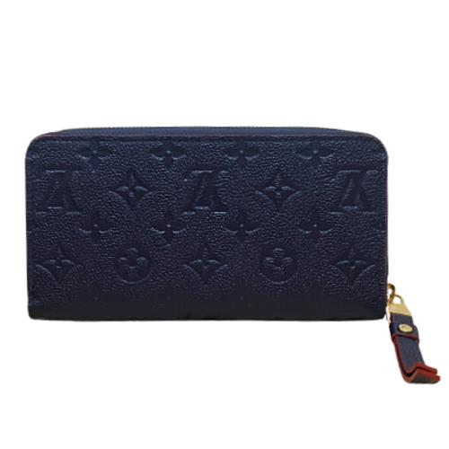 【Louis Vuitton】LV Monogram Empreinte 粒面壓花牛皮拉鍊長夾-海軍藍色 M62121