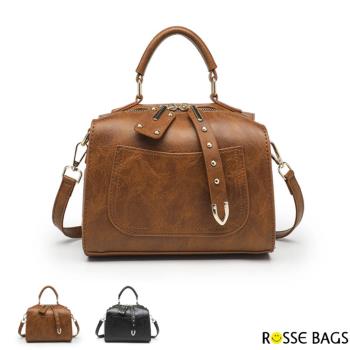 【Rosse Bags】復古時尚手提波士頓包(現+預 黑色／棕色)