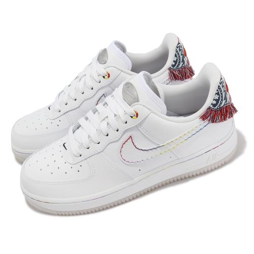 Nike 休閒鞋Wmns Air Force 1 07 LX 女鞋白紅編織民族風幾何圖案AF1