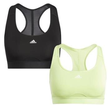Adidas 女裝 運動內衣 中度支撐 排汗 可拆式胸墊 黑/綠【運動世界】HC7489/IK0165