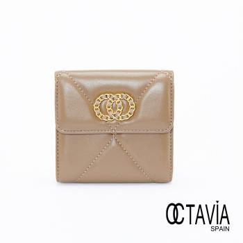 OCTAVIA 8 -大格小優雅 羊皮金色LOGO三折短夾 共四色
