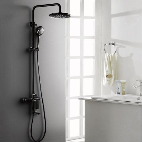 【CERAX 洗樂適衛浴】霧黑大花灑沐浴淋浴龍頭(全配)(未含安裝)