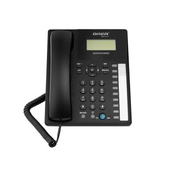 AIWA 愛華 AG-9099 是一款經典有線電話，適閤家庭或辦公室使用。產地中國，重量約 580g，尺寸 222 x 180 x 72 mm，配件包含捲線 x1、直線 x1、說明書 x1 及保卡 x1。無需電壓需求，提供 1 年保固。公司貨品質保證，通話清晰穩定，耐用設計讓您安心使用。