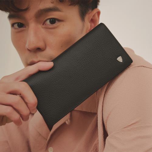 【金安德森】Dempsey 牛皮單窗翻蓋式長夾-神秘黑