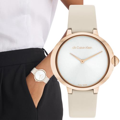 Calvin Klein 凱文克萊 CK 瑞士製極簡雙針女錶-36mm(25000050)