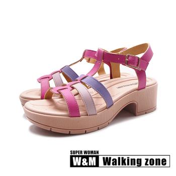 WALKING ZONE 舒適厚底厚跟涼鞋 女鞋-粉紫