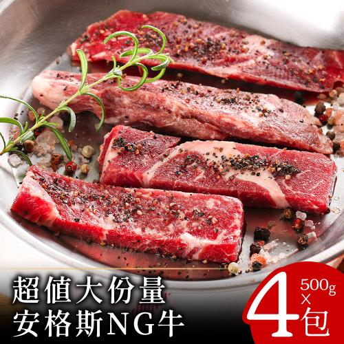 【美味邸家】超值大份量安格斯NG牛500克x4包