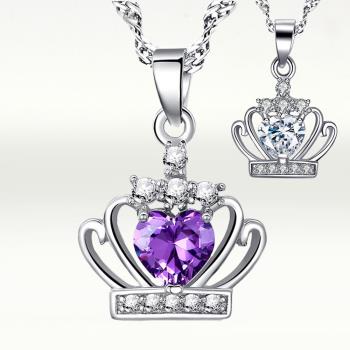 【I.Dear Jewelry】正白K-夢幻皇冠-時尚公主夢幻皇冠晶鑽造型項鍊頸鍊(2色)現貨