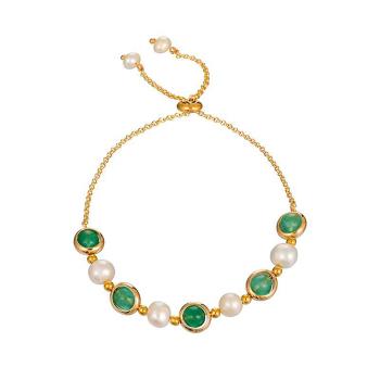 【I.Dear Jewelry】網紅氣質款巴洛克天然珍珠綠水晶串珠手鍊(綠色)現貨