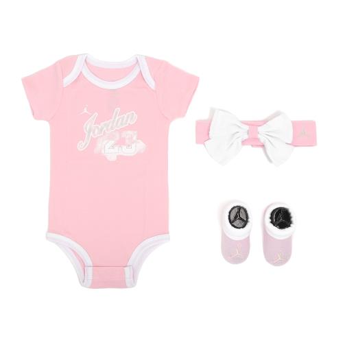 Nike 包屁衣禮盒 Jordan Baby 男女寶 粉紅 白 純棉 新生兒 嬰幼兒 喬丹 飛人 JD2333054NB-001