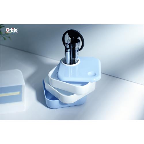 O-LIFE 旋開式小物收納 (珠寶收納 化妝品收納 飾品收納盒 文具收納 禮品 禮物 附8樣文具配件)