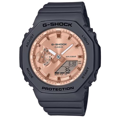 CASIO G-SHOCK 八角形錶殼 粉紅金雙顯腕錶 GMA-S2100MD-1A