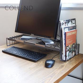 日本COLLEND WIRE 鋼製多功能螢幕鍵盤收納架(附側邊雜誌架)