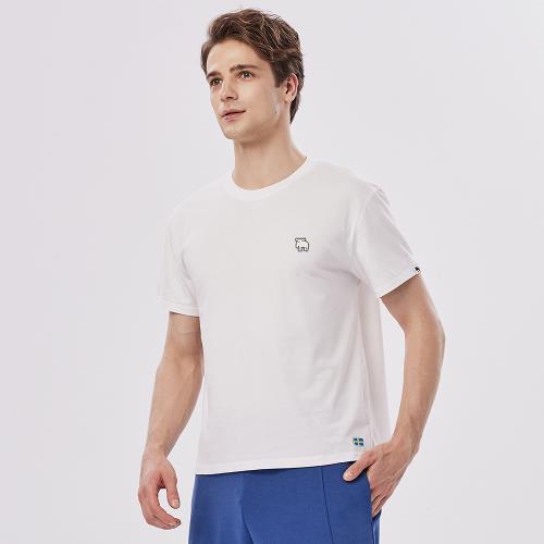 moz瑞典 駝鹿 舒適 冰河棉 100%純棉 涼感 彈力T恤 -百搭白 (亞洲版)男款