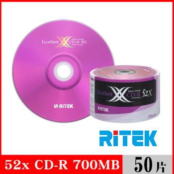 RITEK錸德 52x CD-R 700MB X版/50片裸裝