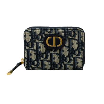 【DIOR】迪奧 Dior Oblique 緹花拉鍊零錢包-藍色 S2155UTZQ M928