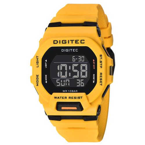 DIGITEC 數碼科技 DG-5169T-8 繽紛色彩百搭電子錶-黃黑