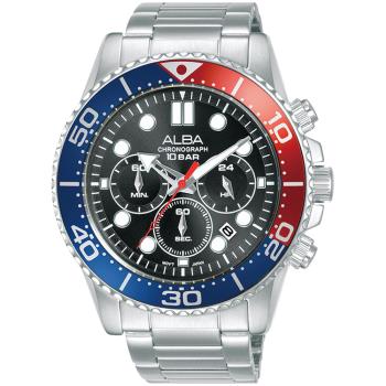 ALBA 雅柏 運動風潛水造型三眼計時手錶-45mm AT3J35X1 VD53-X392R