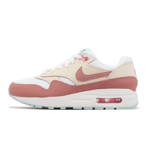 Nike 休閒鞋Air Max 1 GS 大童女鞋白米白粉紅氣墊運動鞋DZ3307-101