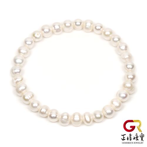 【正佳珠寶】珍珠 經典潤澤隨形 淡水珍珠手珠｜日本彈力繩