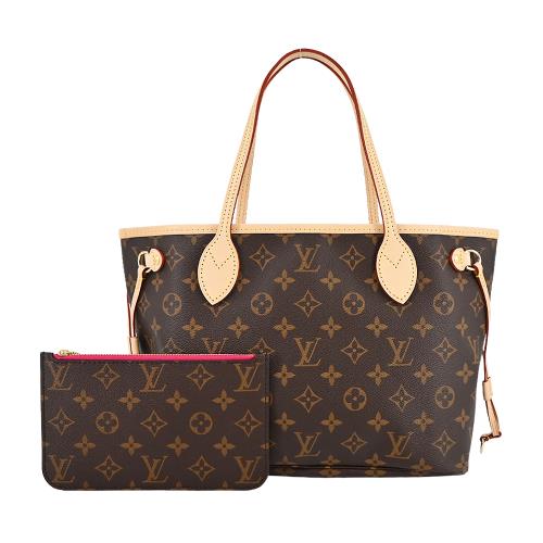 Louis Vuitton Neverfull PM經典 Monogram帆布托特包(米色) 