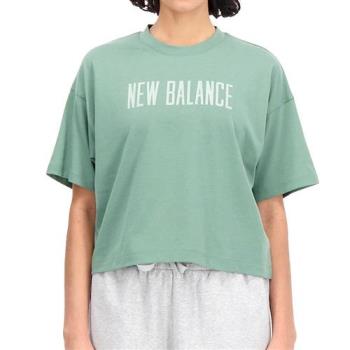 New Balance 女 灰綠色 涼感 休閒 圓領 短版 寬版 上衣 短袖 WT33172DK