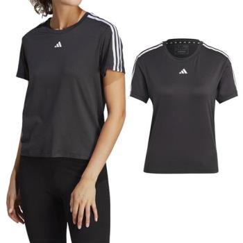 Adidas TR-ES 3S T 女 黑色 排濕 吸汗 運動 訓練 上衣 短袖 IC5039