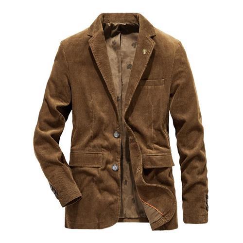 【巴黎精品】西裝外套休閒西服-寬鬆燈芯絨條紋修身男外套4色a1ck9