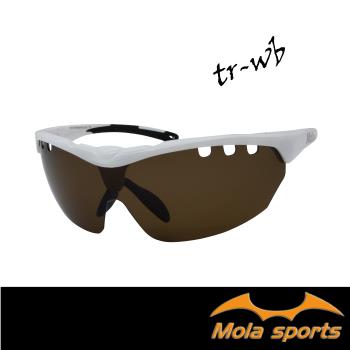 運動太陽眼鏡 UV400 超輕量 男女 自行車 跑步 戶外休閒 TR-wb 白框 茶片 MOLA 摩拉