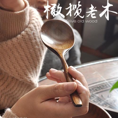 橄欖老木日系原木大圓口湯勺 2入組