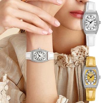 Mark fairwhale 馬克菲爾 弧形錶殼閃耀錶圈優雅魅力女用錶-3450(優雅氣質手錶)