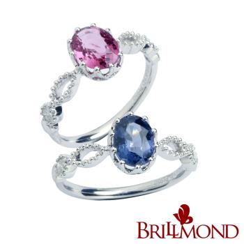 【BRILLMOND】天然尖晶石1克拉鉑金雅緻鑽戒(配天然鑽石 PT950鉑金臺)