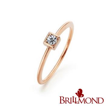 【BRILLMOND】輕珠寶18K金雅緻方鑽戒(天然鑽石)