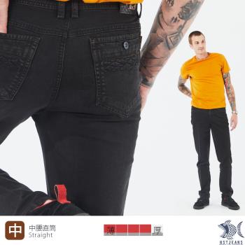 NST Jeans 硬 立體菱格 拷克包邊黑咖啡牛仔男褲-中腰直筒 台灣製 390(5917)