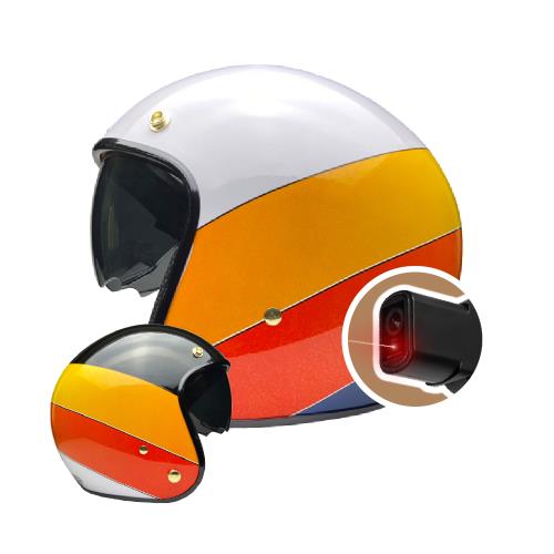 iMiniDV X4C 內建式安全帽行車記錄器 彩虹 內墨鏡 復古騎士安全帽(機車用 1080P 攝影機 記錄器 安全帽)