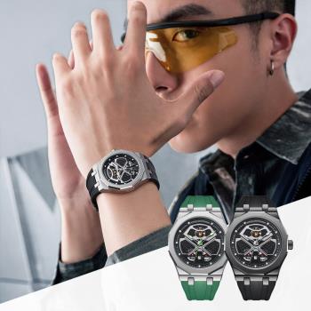 Mark Fairwhale 馬克菲爾 多邊形外框六邊形錶冠獨具設計潮流手錶-5590(多邊形造型手錶)