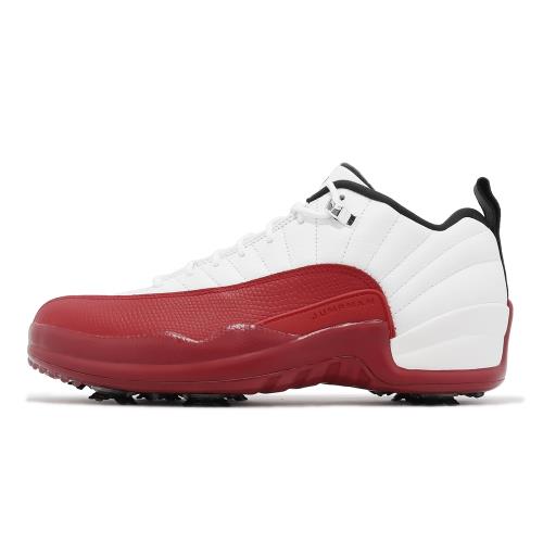 Nike 高爾夫球鞋Air Jordan XII Low 男鞋白紅可拆式鞋釘CHERRY AJ12